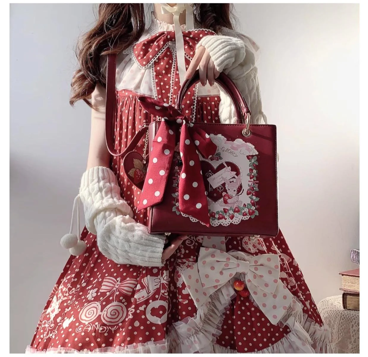 Morning Glory - Retro Lolita Handbag PU Square Wedding Bag - Image 3