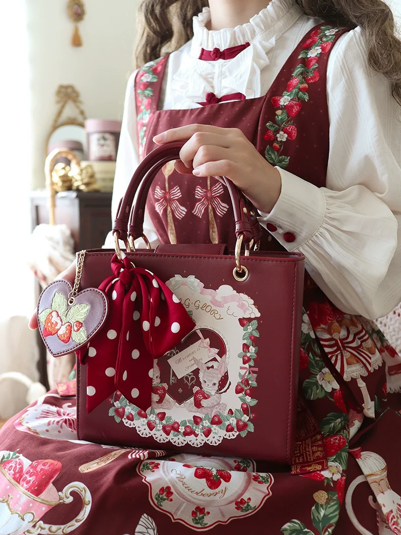 Morning Glory - Retro Lolita Handbag PU Square Wedding Bag - Image 6
