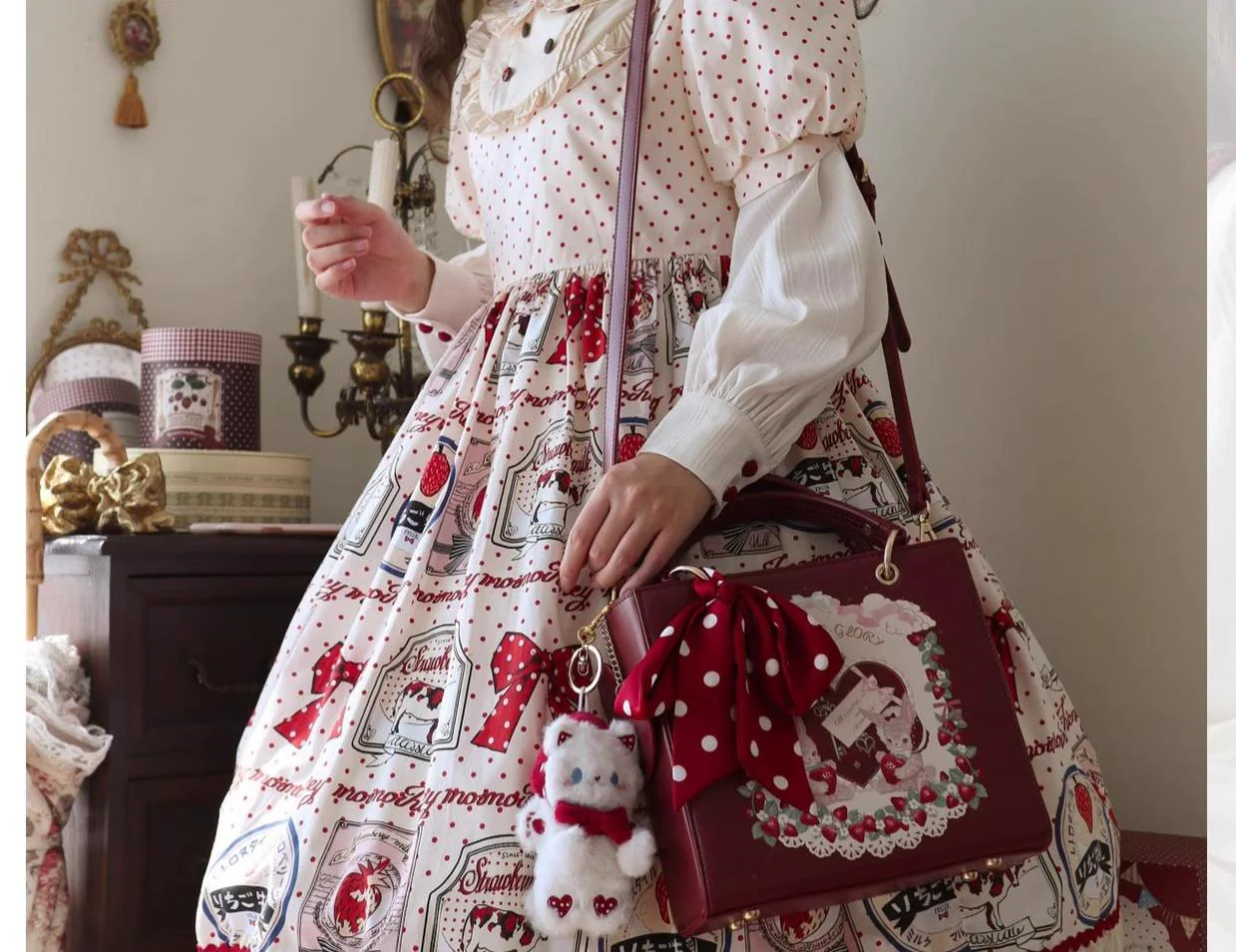 Morning Glory - Retro Lolita Handbag PU Square Wedding Bag - Image 7