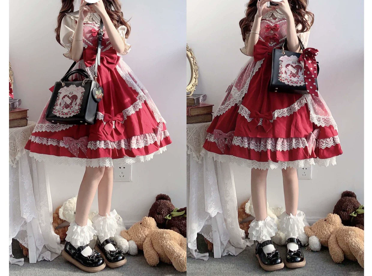 Morning Glory - Retro Lolita Handbag PU Square Wedding Bag - Image 8