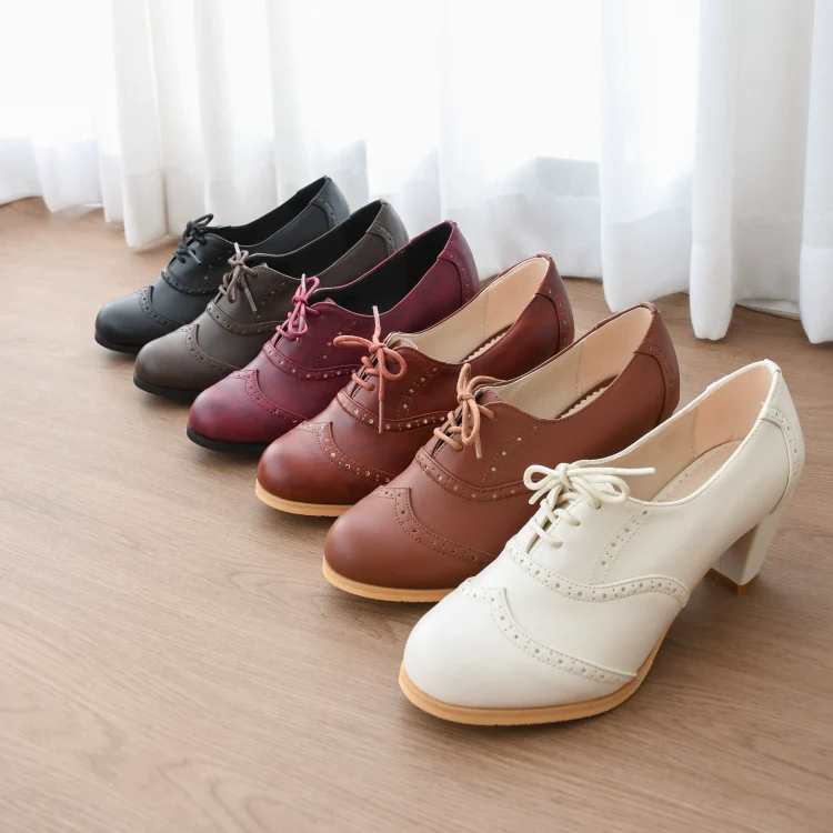 Retro Lolita Heel Shoes Handmade Perforated Strap Leather Shoes - Image 12