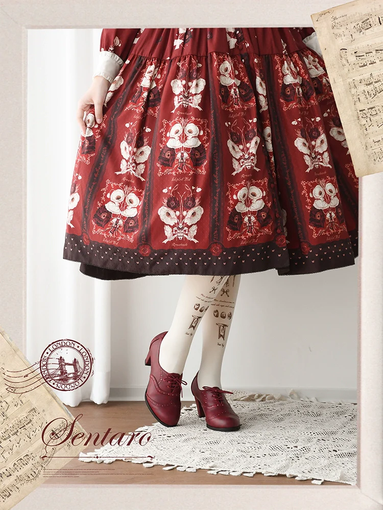 Retro Lolita Heel Shoes Handmade Perforated Strap Leather Shoes - Image 4
