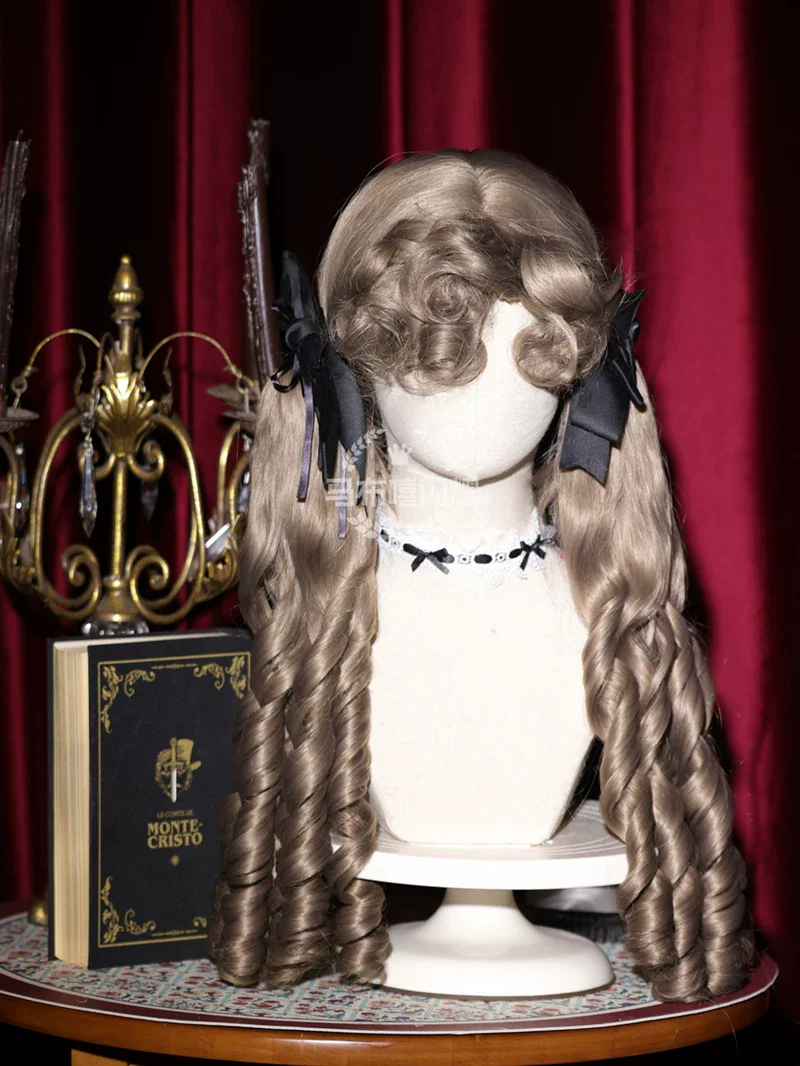 Retro Lolita Roman Roll Wig, Detachable Ponytails - Image 17