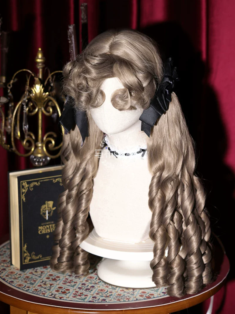 Retro Lolita Roman Roll Wig, Detachable Ponytails - Image 18