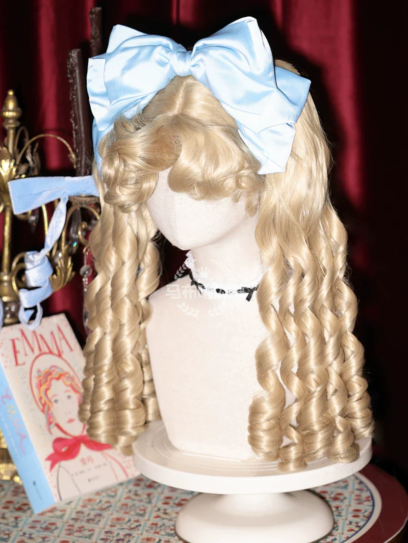 Retro Lolita Roman Roll Wig, Detachable Ponytails - Image 21