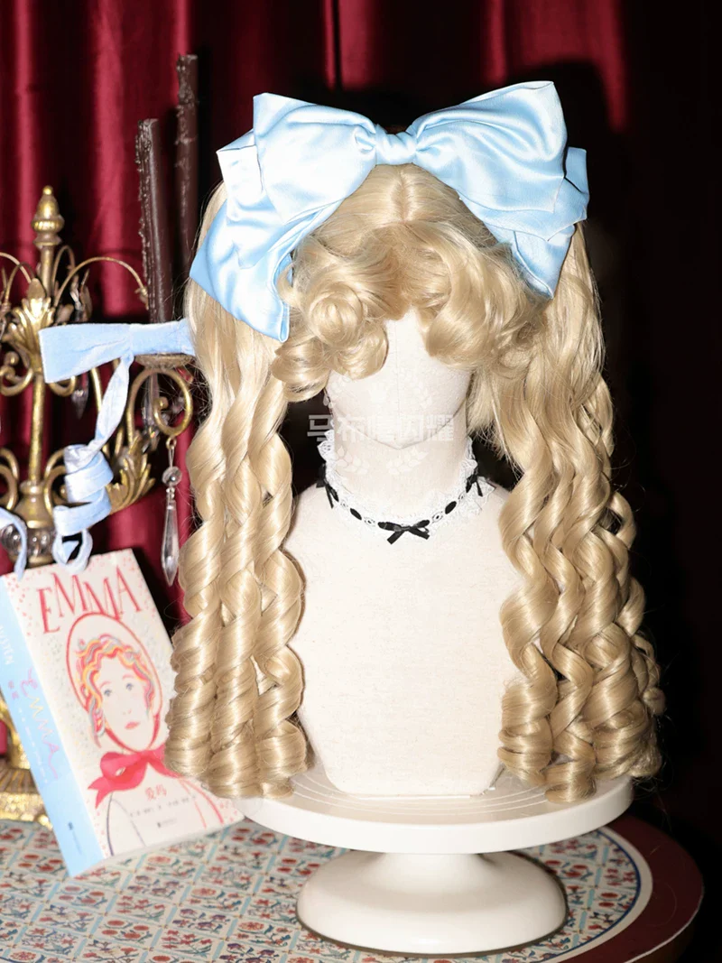 Retro Lolita Roman Roll Wig, Detachable Ponytails - Image 22