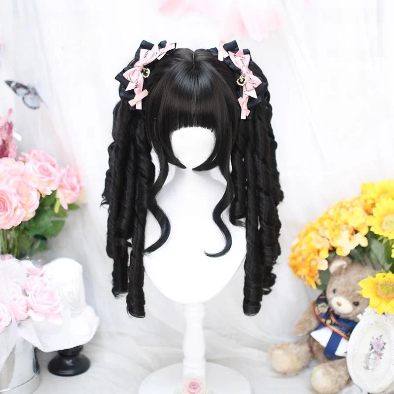 Dalao Home - Retro Lolita Wig, Detachable Roman Curl Ponytails - Image 2