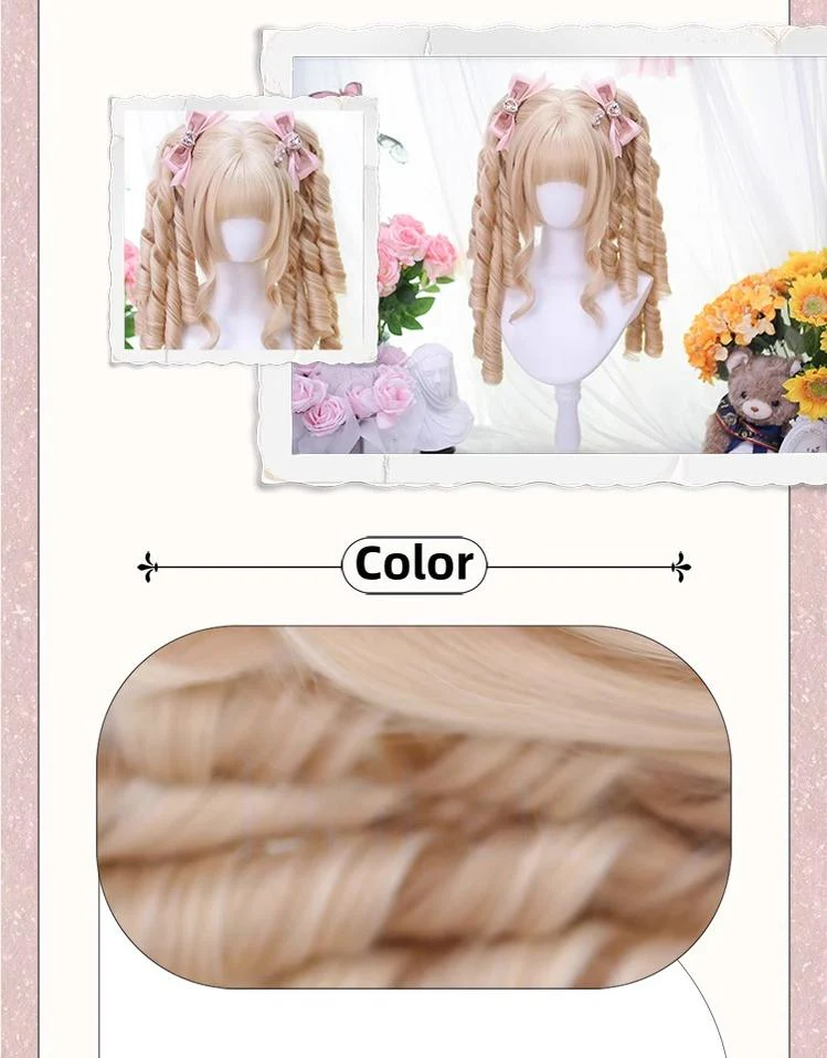 Dalao Home - Retro Lolita Wig, Detachable Roman Curl Ponytails - Image 4