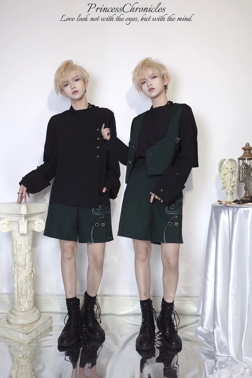 Ruwoxichen - Retro Ouji Lolita Prince Style Black Blouse