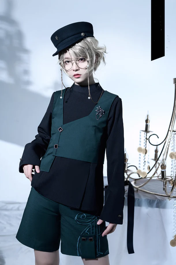 Ruwoxichen - Retro Ouji Lolita Prince Style Black Blouse - Image 12