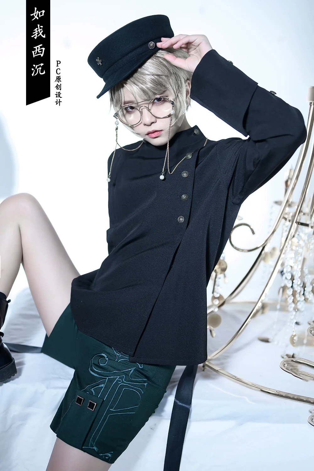 Ruwoxichen - Retro Ouji Lolita Prince Style Black Blouse - Image 21