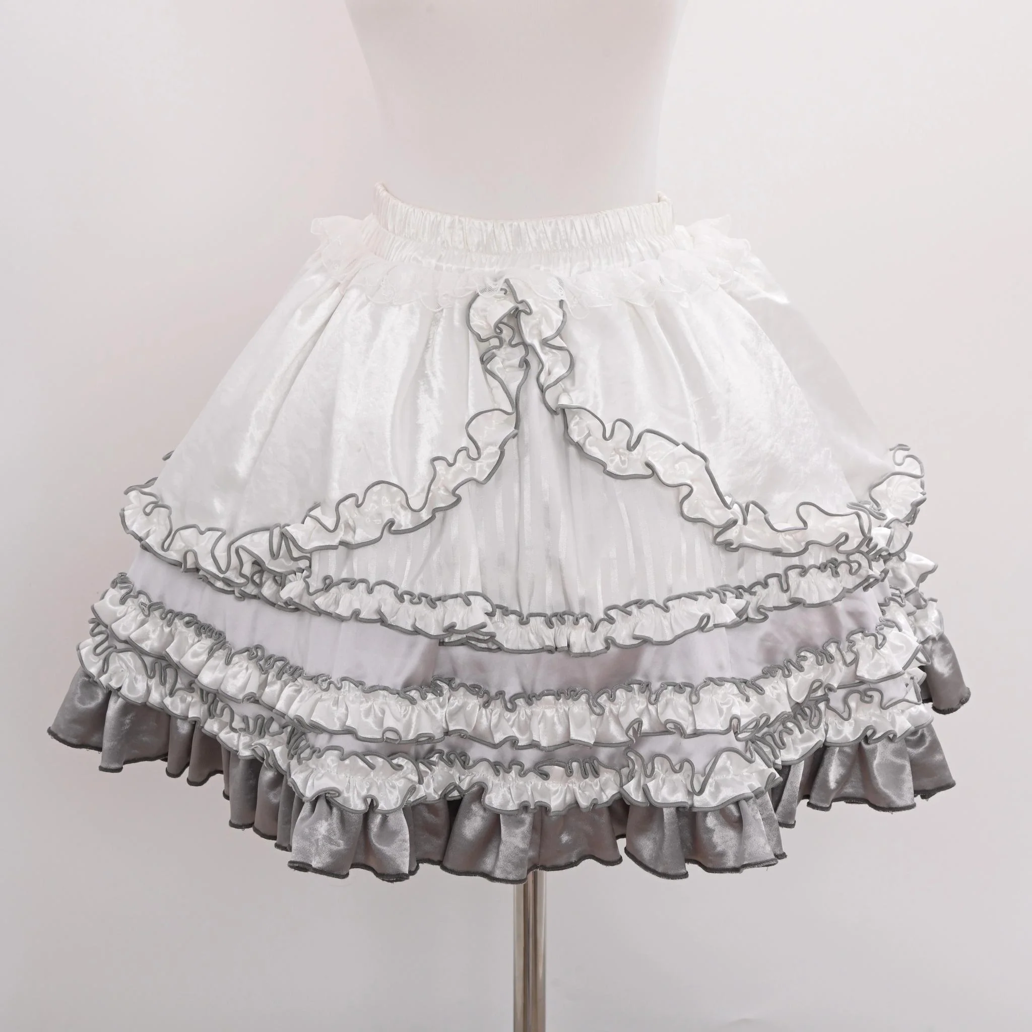LustrE - Metallic Angel - Silver-white Punk Lolita JSK, Wing and Rhinestone Details - Image 44