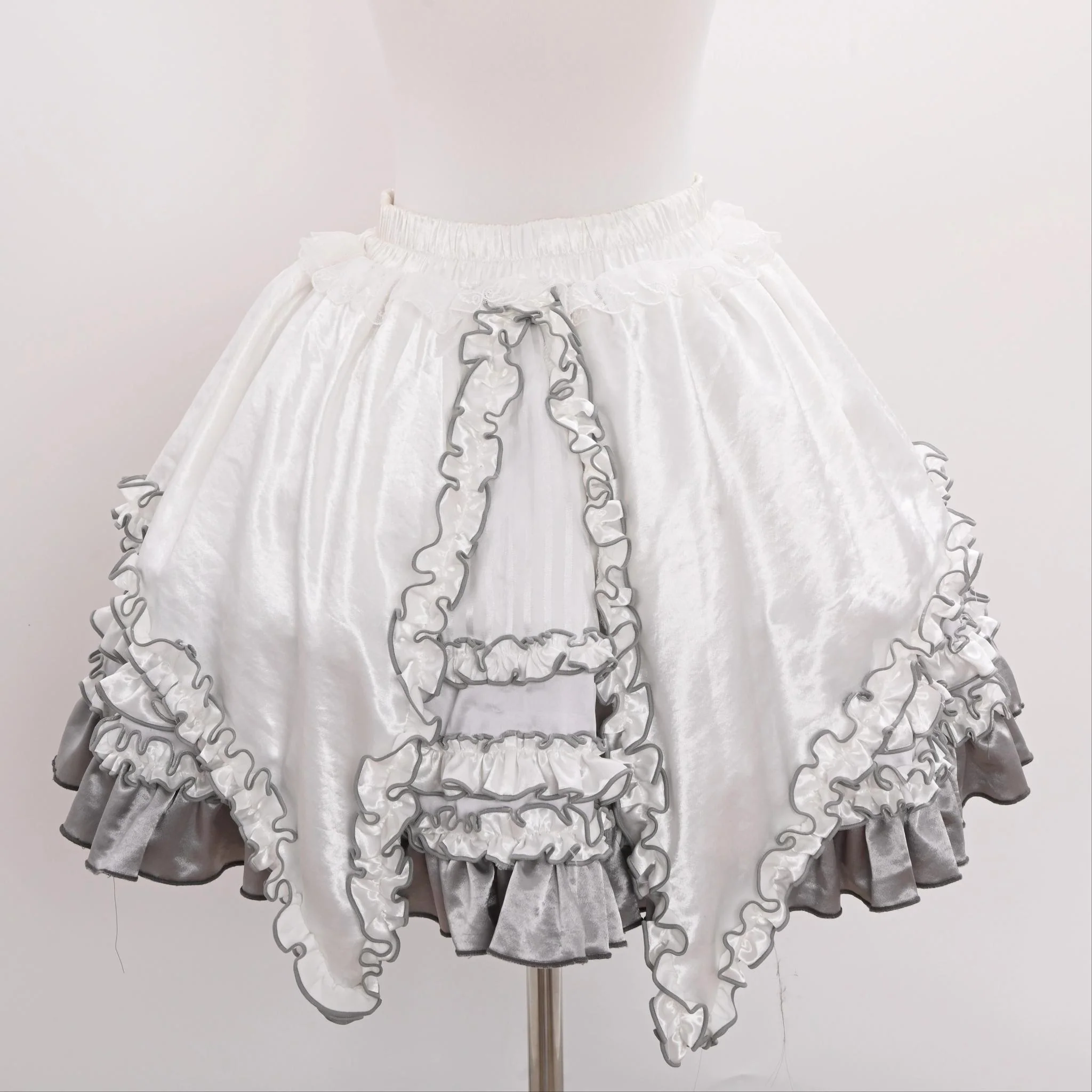 LustrE - Metallic Angel - Silver-white Punk Lolita JSK, Wing and Rhinestone Details - Image 45