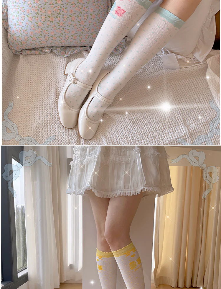 Roji roji - Bear Bunny Cotton Lolita Calf Socks - Image 11