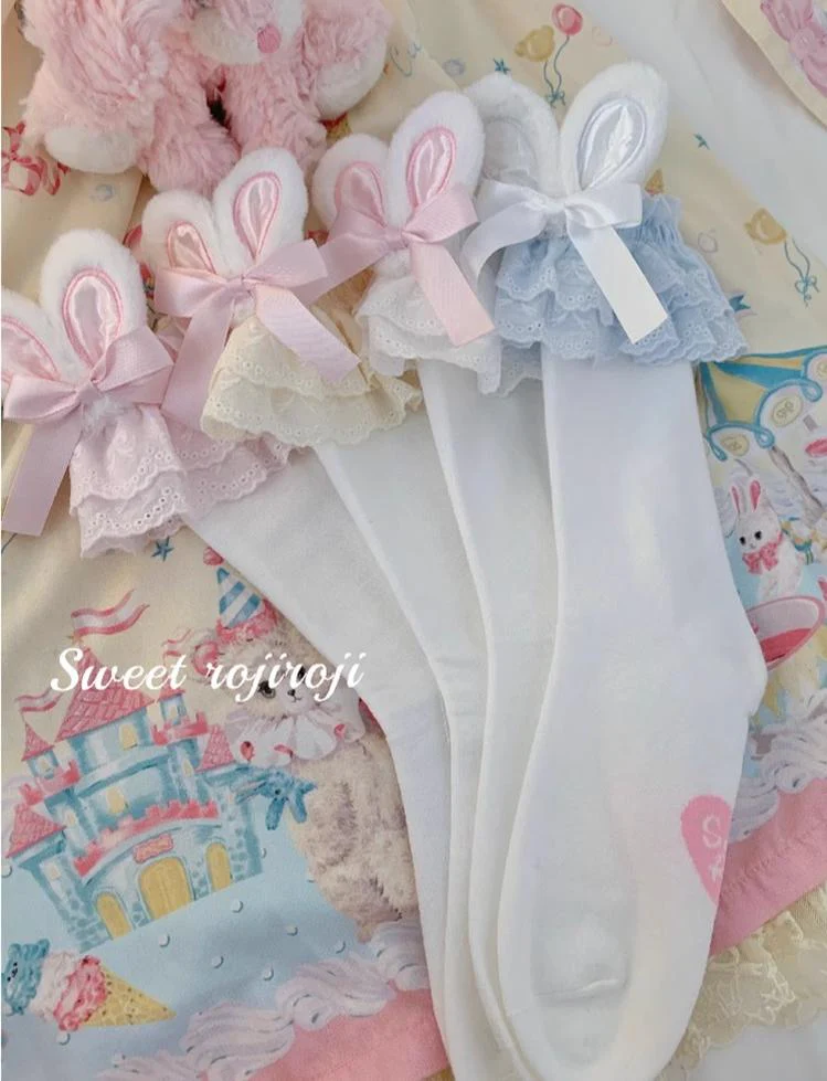 Cotton Lolita Bunny Ear Socks Summer Bow Short Socks - Image 10