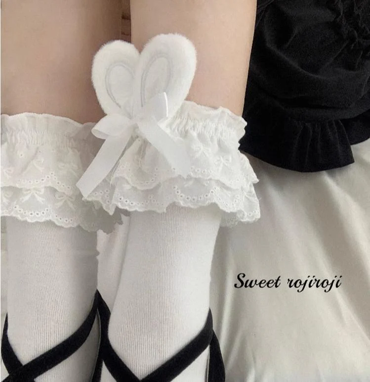 Cotton Lolita Bunny Ear Socks Summer Bow Short Socks - Image 11