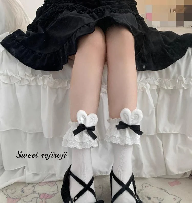 Cotton Lolita Bunny Ear Socks Summer Bow Short Socks - Image 15