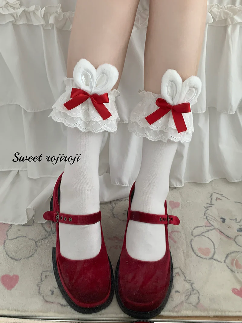 Cotton Lolita Bunny Ear Socks Summer Bow Short Socks - Image 17