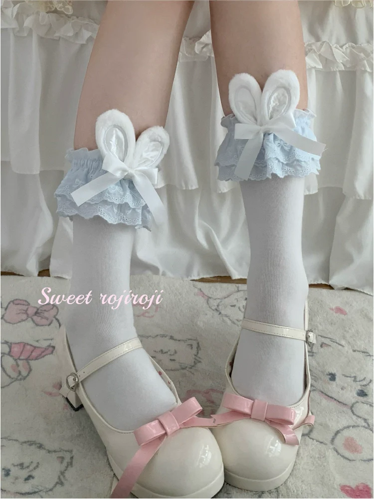 Cotton Lolita Bunny Ear Socks Summer Bow Short Socks - Image 5