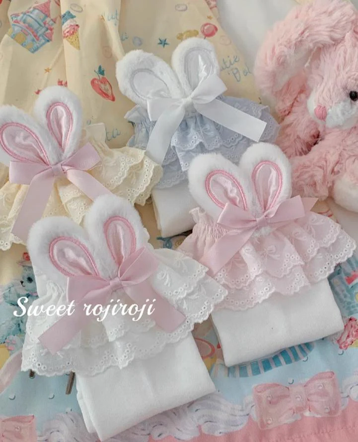Cotton Lolita Bunny Ear Socks Summer Bow Short Socks - Image 9