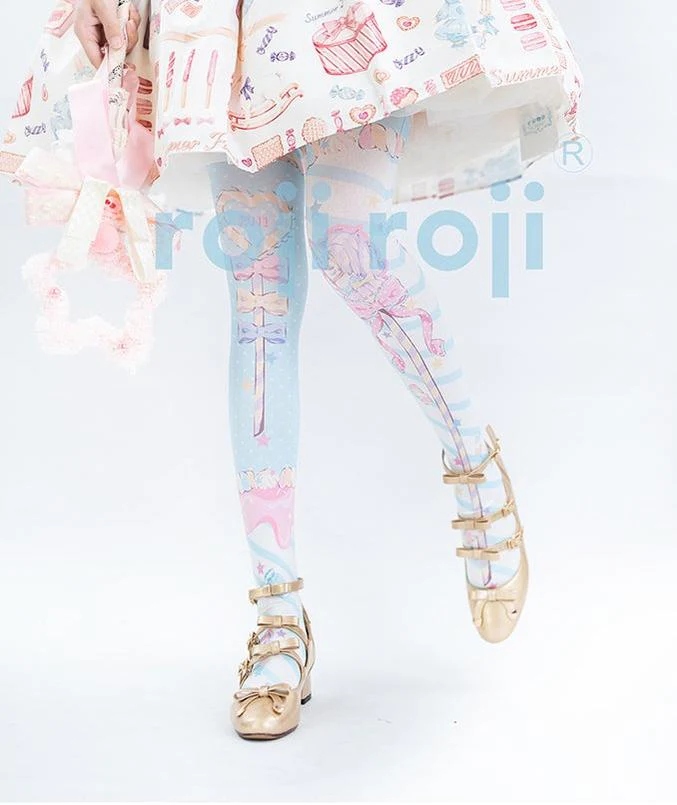 Fairy Kei Sweet Lolita Print Stockings - Image 10