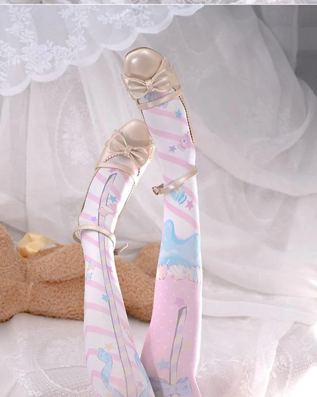 Fairy Kei Sweet Lolita Print Stockings - Image 13