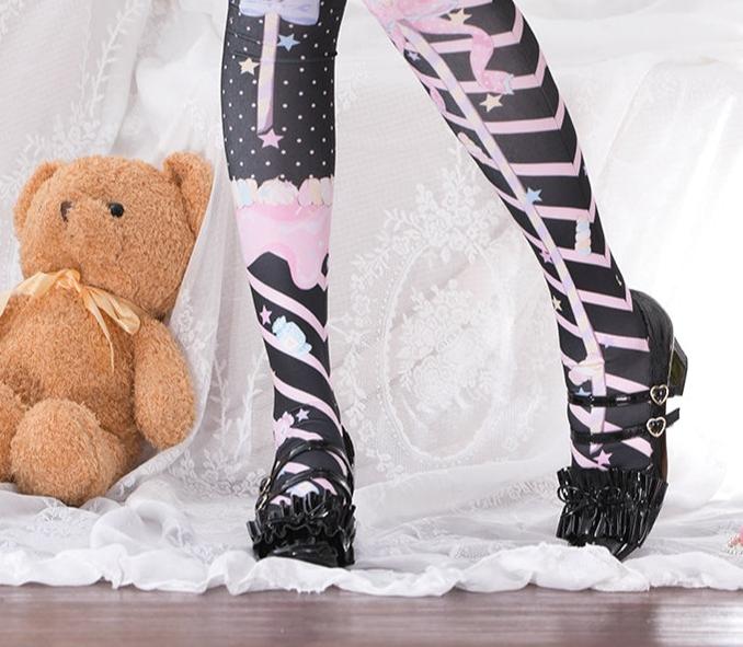 Fairy Kei Sweet Lolita Print Stockings - Image 14