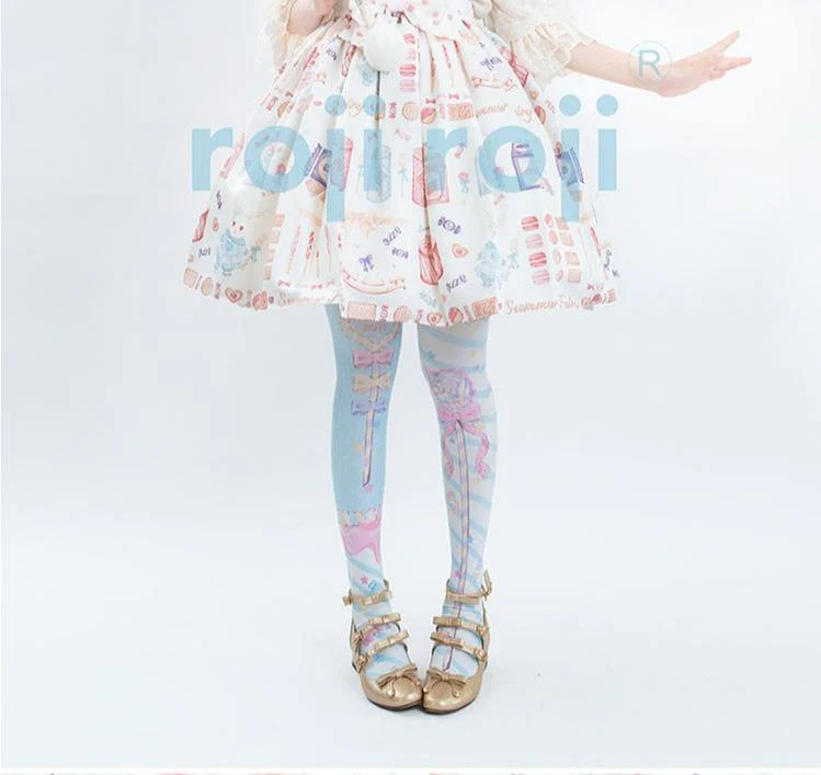 Fairy Kei Sweet Lolita Print Stockings - Image 6