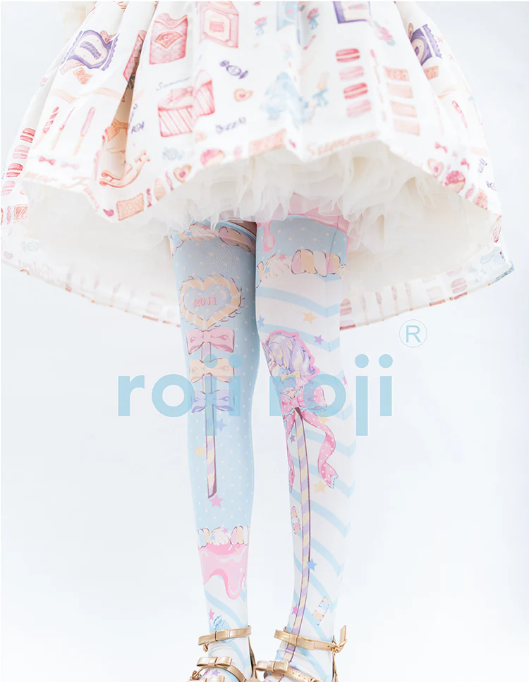 Fairy Kei Sweet Lolita Print Stockings - Image 7
