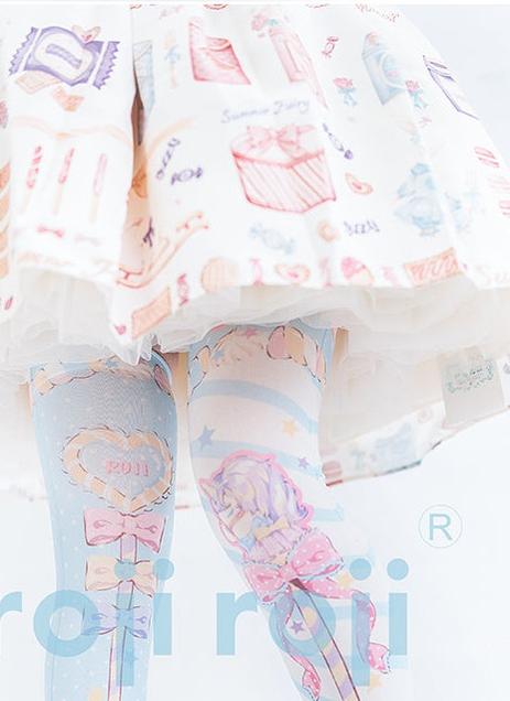 Fairy Kei Sweet Lolita Print Stockings - Image 8