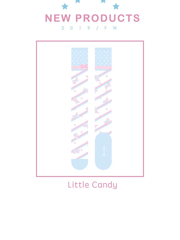 Winter Cotton Lolita Knee Socks, Candy Print - Image 10