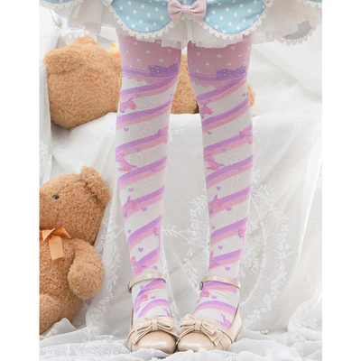 Winter Cotton Lolita Knee Socks, Candy Print - Image 3