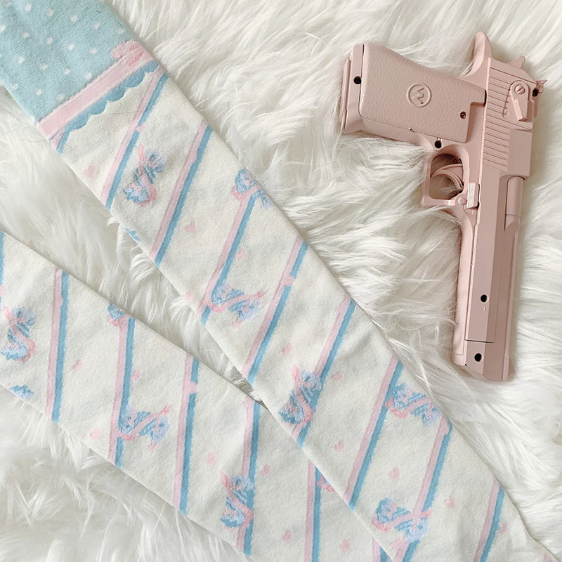 Winter Cotton Lolita Knee Socks, Candy Print - Image 8