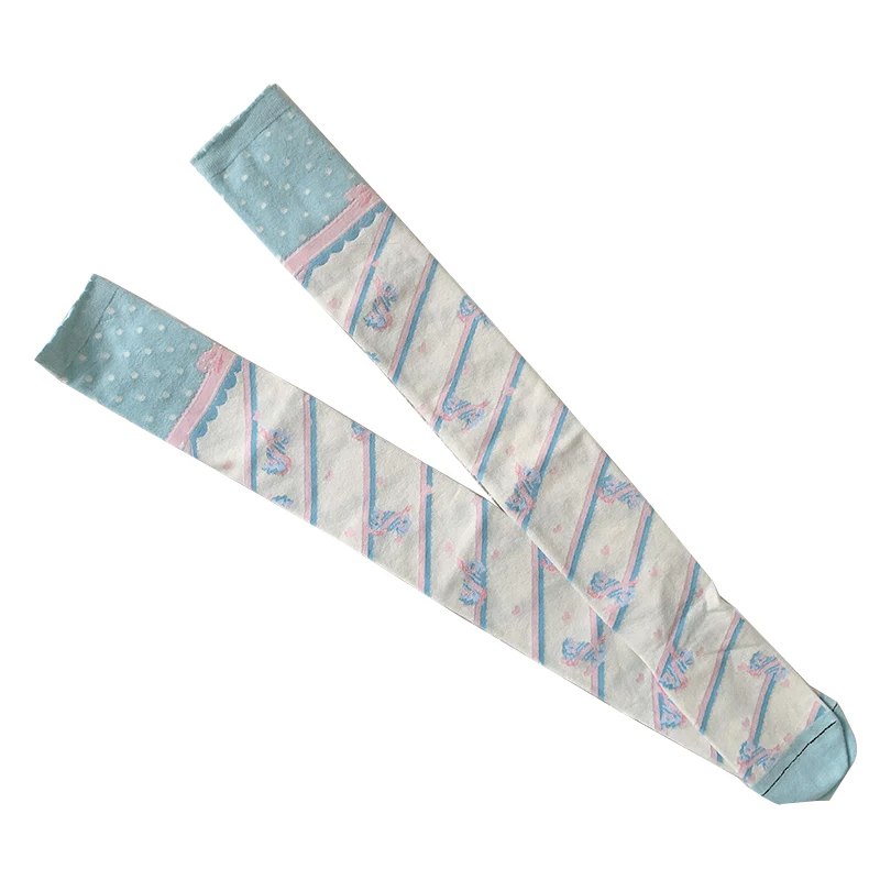 Winter Cotton Lolita Knee Socks, Candy Print - Image 9