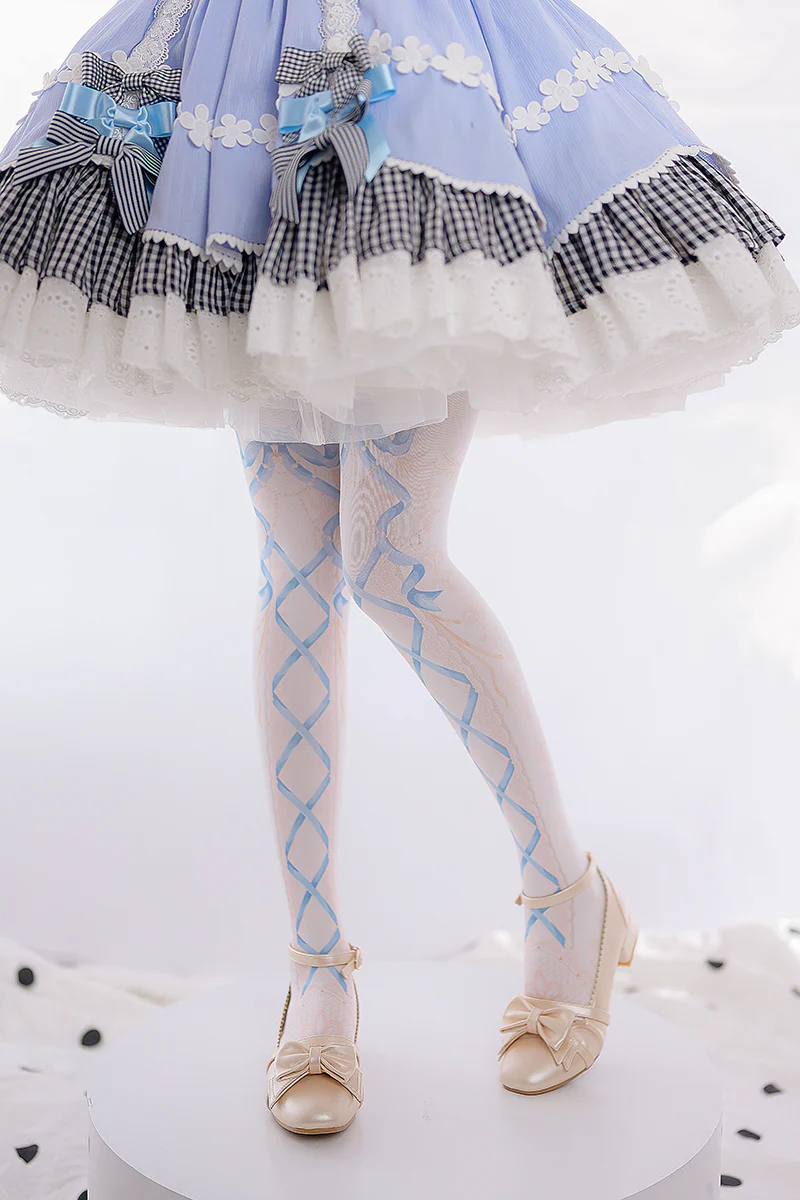 120D Velvet Sweet Lolita Printed Tights - Image 5