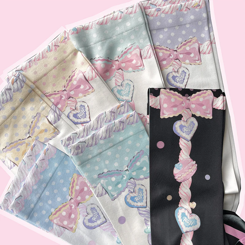 Macaron Printed Lolita Knee Stockings - Image 5