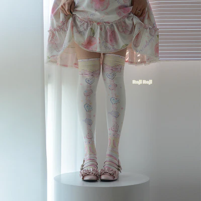 Macaron Printed Lolita Knee Stockings - Image 8