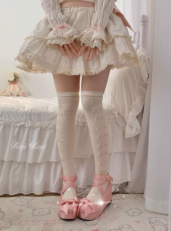 Roji Roji - Winter Lolita Thigh High Socks Slim Leg Socks - Image 8