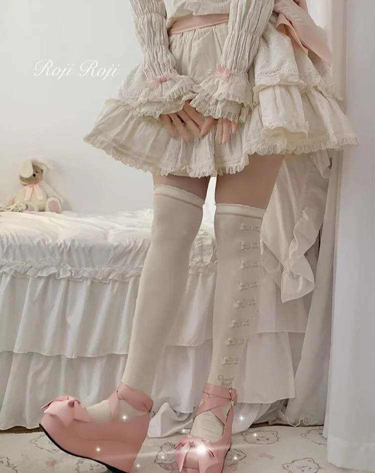 Roji Roji - Winter Lolita Thigh High Socks Slim Leg Socks - Image 9