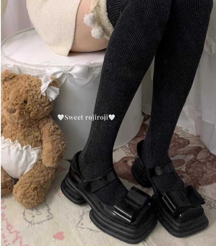 Roji Roji - Winter Fuzzy Ball Lolita Socks Over Knee Thick Socks - Image 8