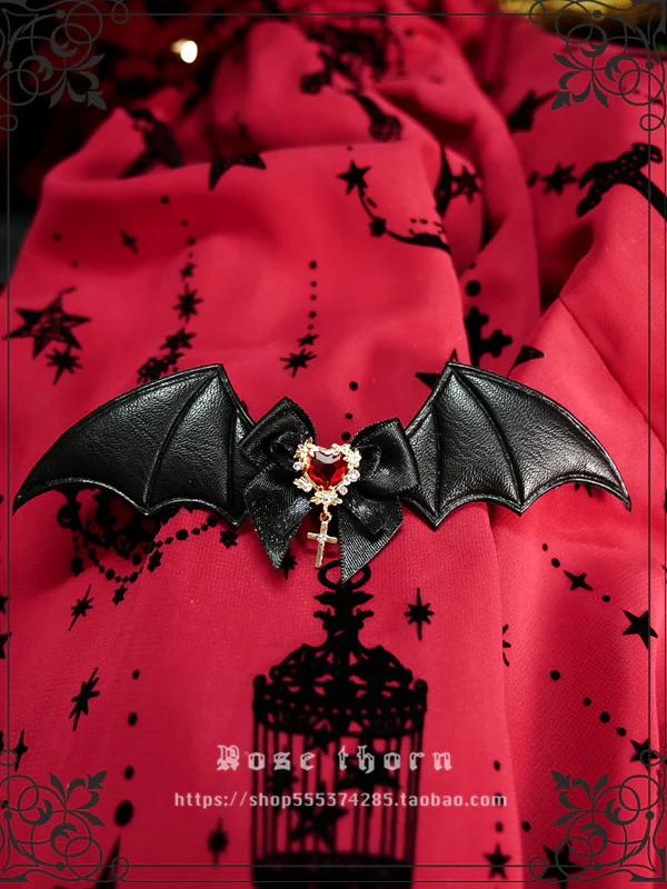 Rose Thorn - Multicolors Gothic Lolita Little Bat Brooch Hairpin - Image 3