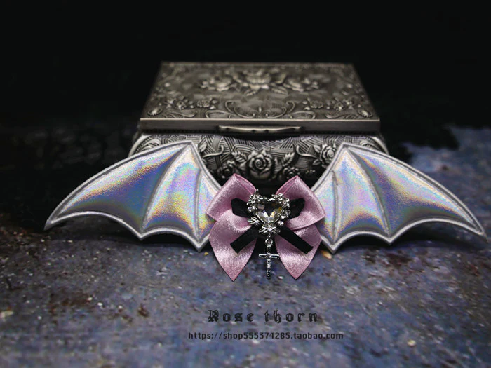 Rose Thorn - Multicolors Gothic Lolita Little Bat Brooch Hairpin - Image 9