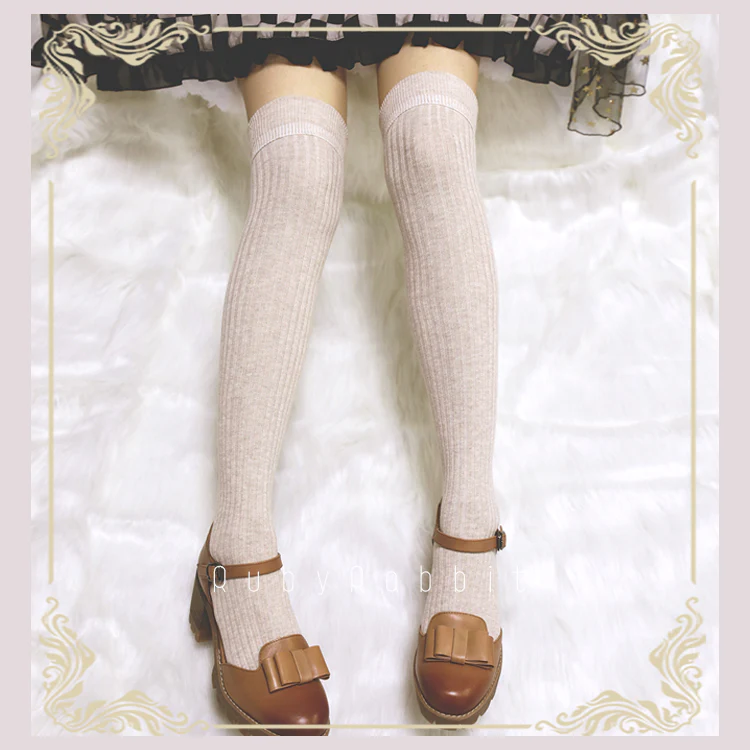Pure Color Knee Stockings Multicolors - Image 4