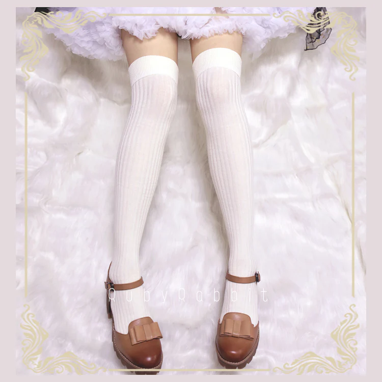 Pure Color Knee Stockings Multicolors - Image 5