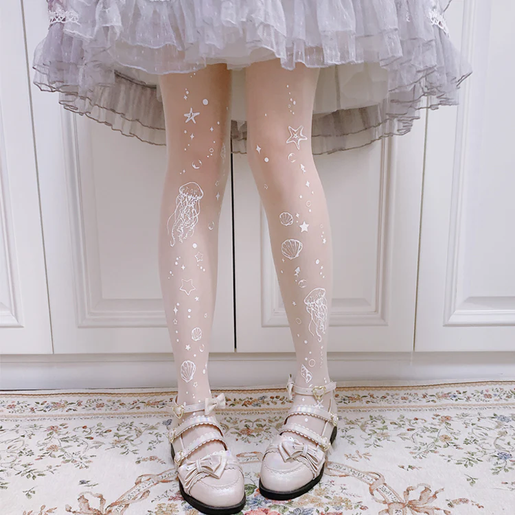 The Deep Sea Jellyfish 120D Velvet Lolita Tights - Image 3