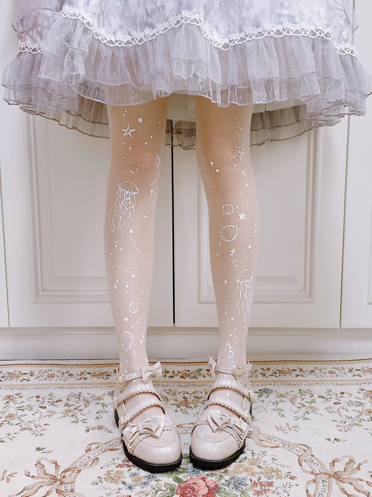 The Deep Sea Jellyfish 120D Velvet Lolita Tights - Image 4