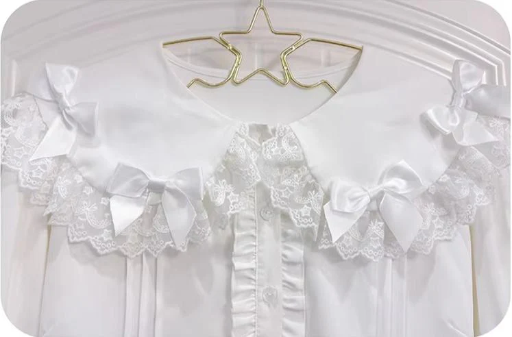Creamy Candy - Ruffled Hem Sweet Lolita Blouse, Peter Pan Collar - Image 9
