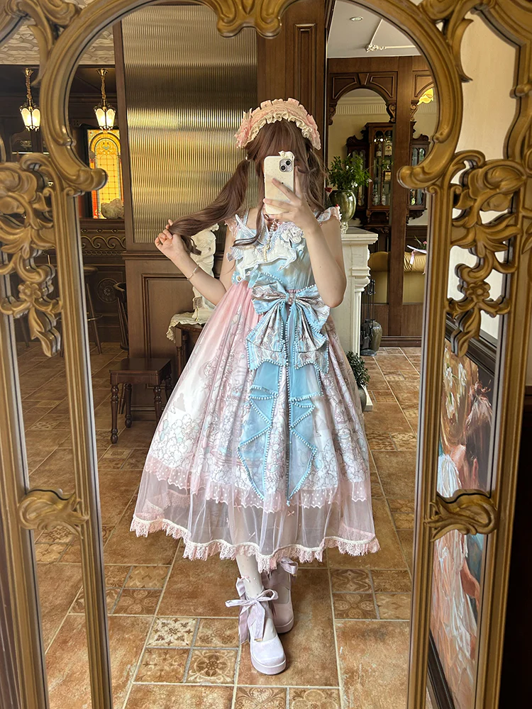 Dreamland - Floating Koi Land - Satin Classic Lolita Platform Shoes, Transparent Heel - Image 19