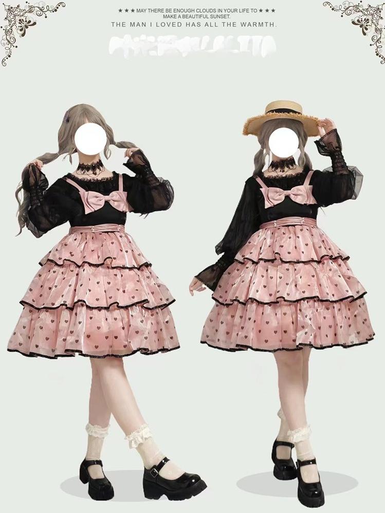 Layered Heart - Sheer Classic Shirt with Mutton Sleeves & Polka Dot - Image 28