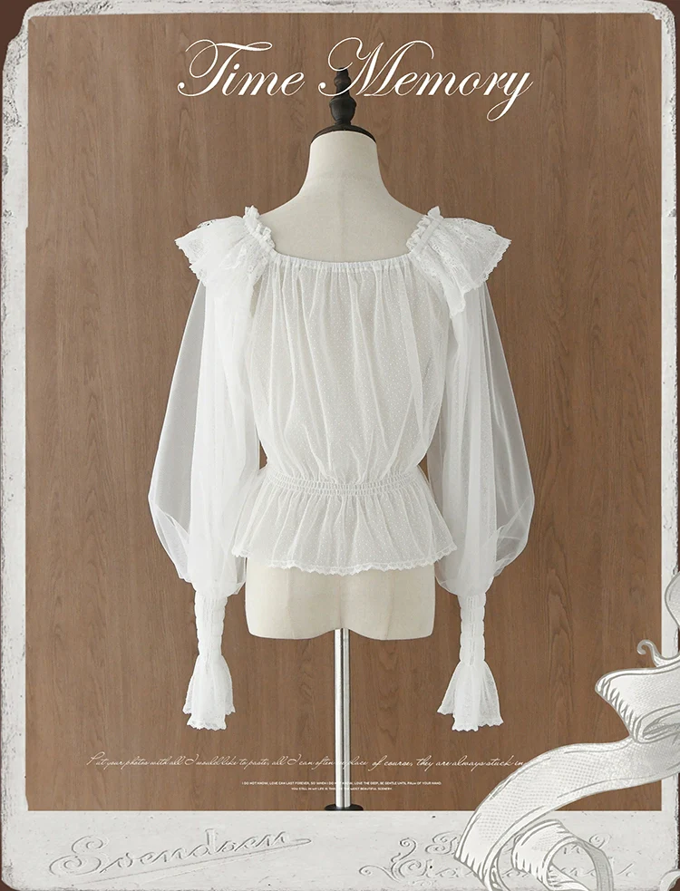 Layered Heart - Sheer Classic Shirt with Mutton Sleeves & Polka Dot - Image 31